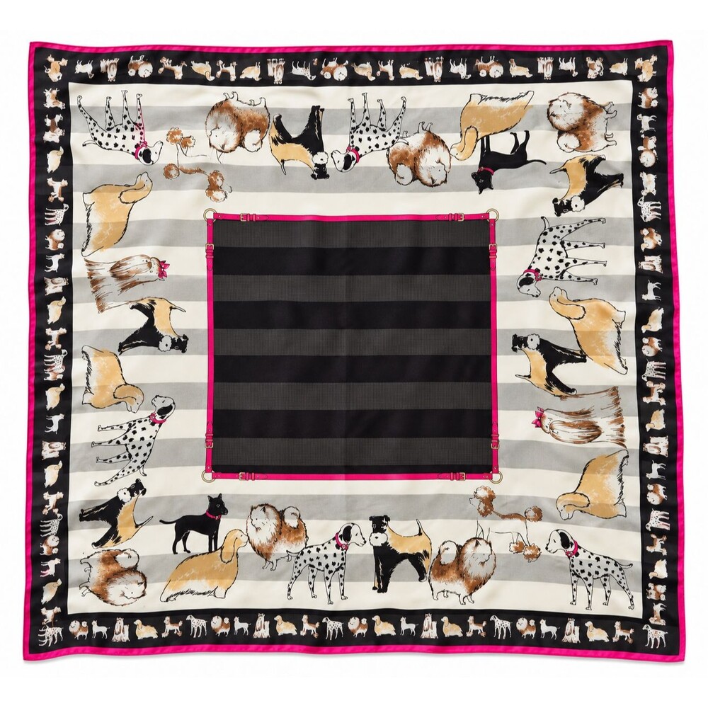 Vintage Collection XIIX 100% Silk Dog Print Scarf Poodle Dalmation Terrier